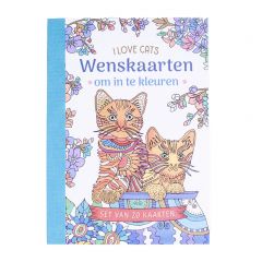 Wenskaarten om in te kleuren - I Love Cats