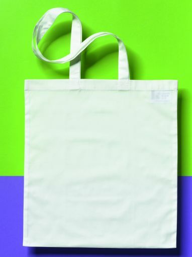 oppervlakte Verzamelen klem Katoenen zak 38 x 42 cm met lang schouderlint wit