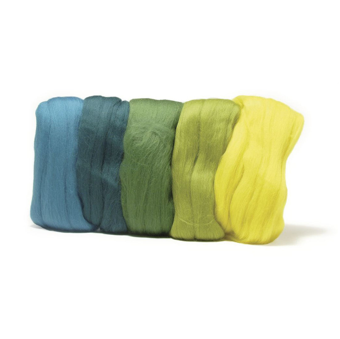 Merino viltwol 5 x 10 g groene tinten Merino viltwol 5 x 10 g groene tinten