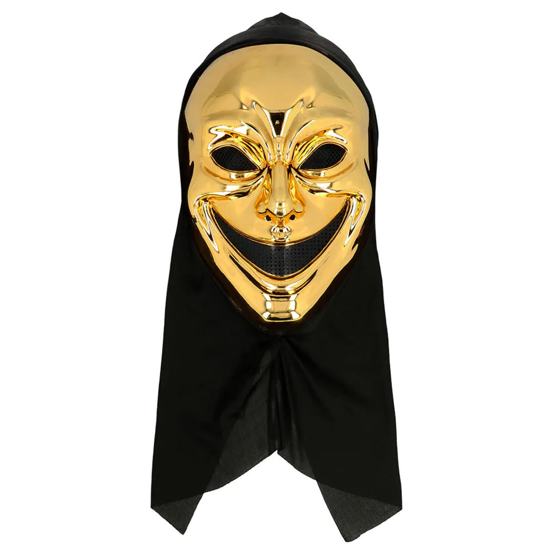 Masker psychopaat goud met kap Masker psychopaat goud met kap