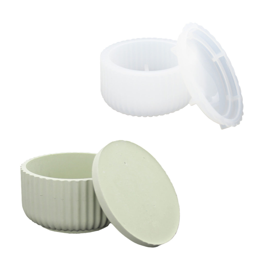 Siliconen mal pot geribbeld met deksel 10,8 x 5,3 cm
