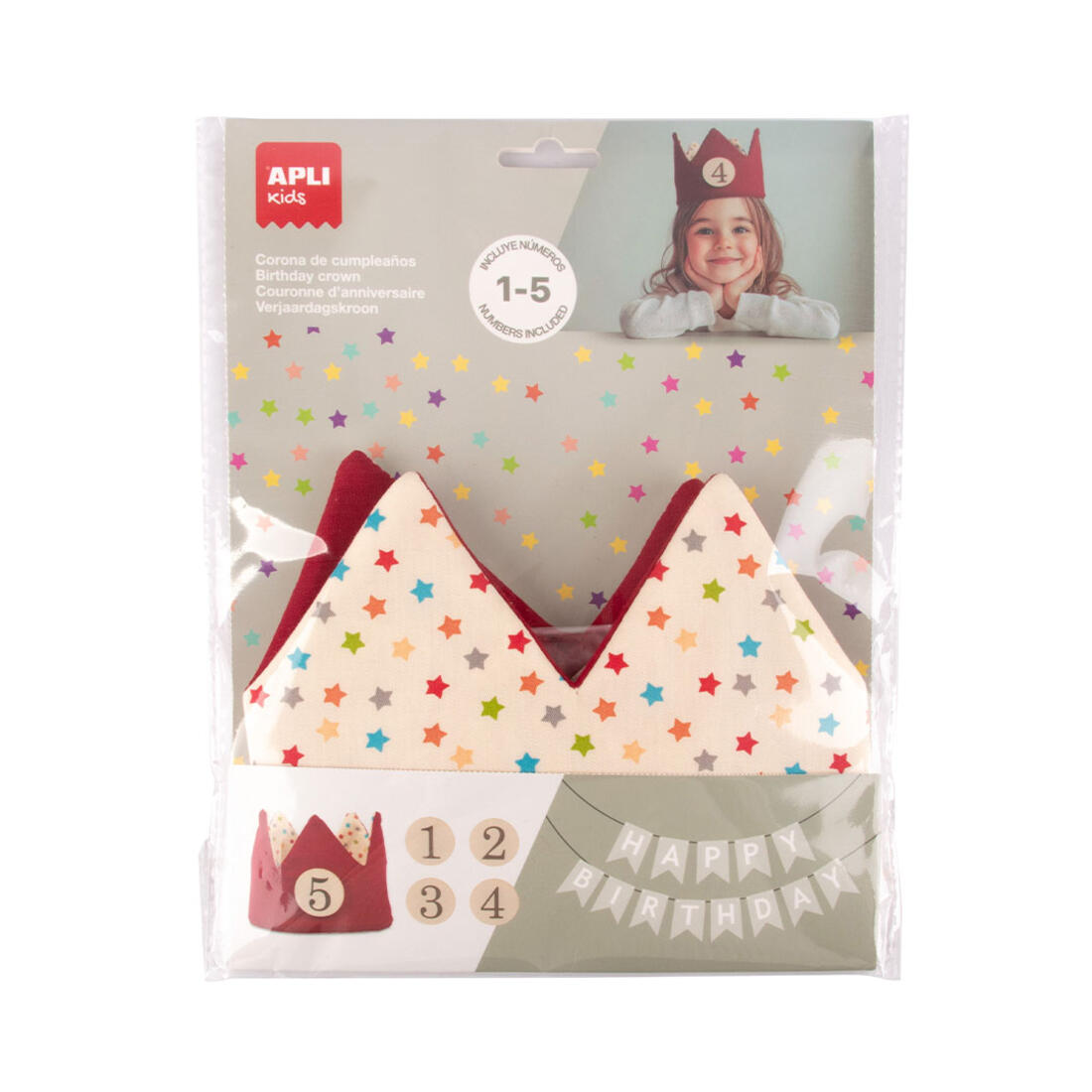 Apli kids verjaardagskroon 1 tot 5 jaar rood