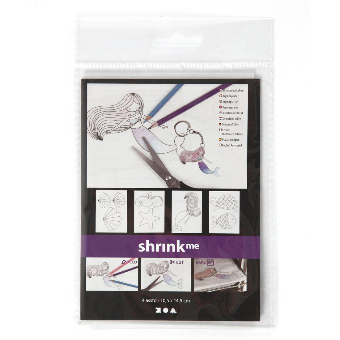 Krimpfolie 10,5 x 14,5 cm 4 stuks zeemeermin Krimpfolie 10,5 x 14,5 cm 4 stuks zeemeermin