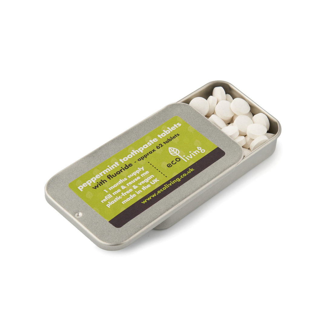 EcoLiving 125 tandpastatabletten met fluor muntsmaak