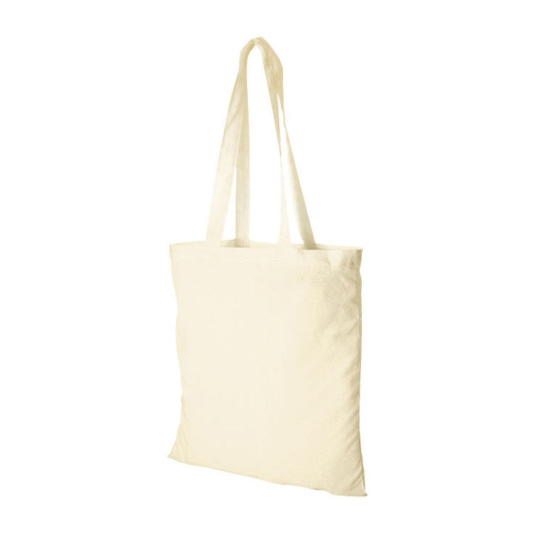 Katoenen zak 38 x 42 cm met lang schouderlint ecru