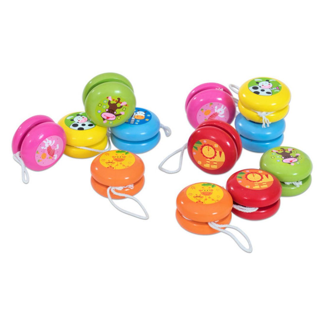 Schenkspeelgoed - Houten jojo: kleurrijk diertje Schenkspeelgoed - Houten jojo: kleurrijk diertje