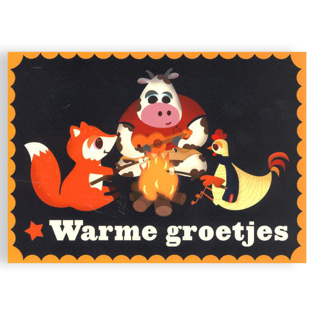 Wenskaart kampvuur Warme groetjes!