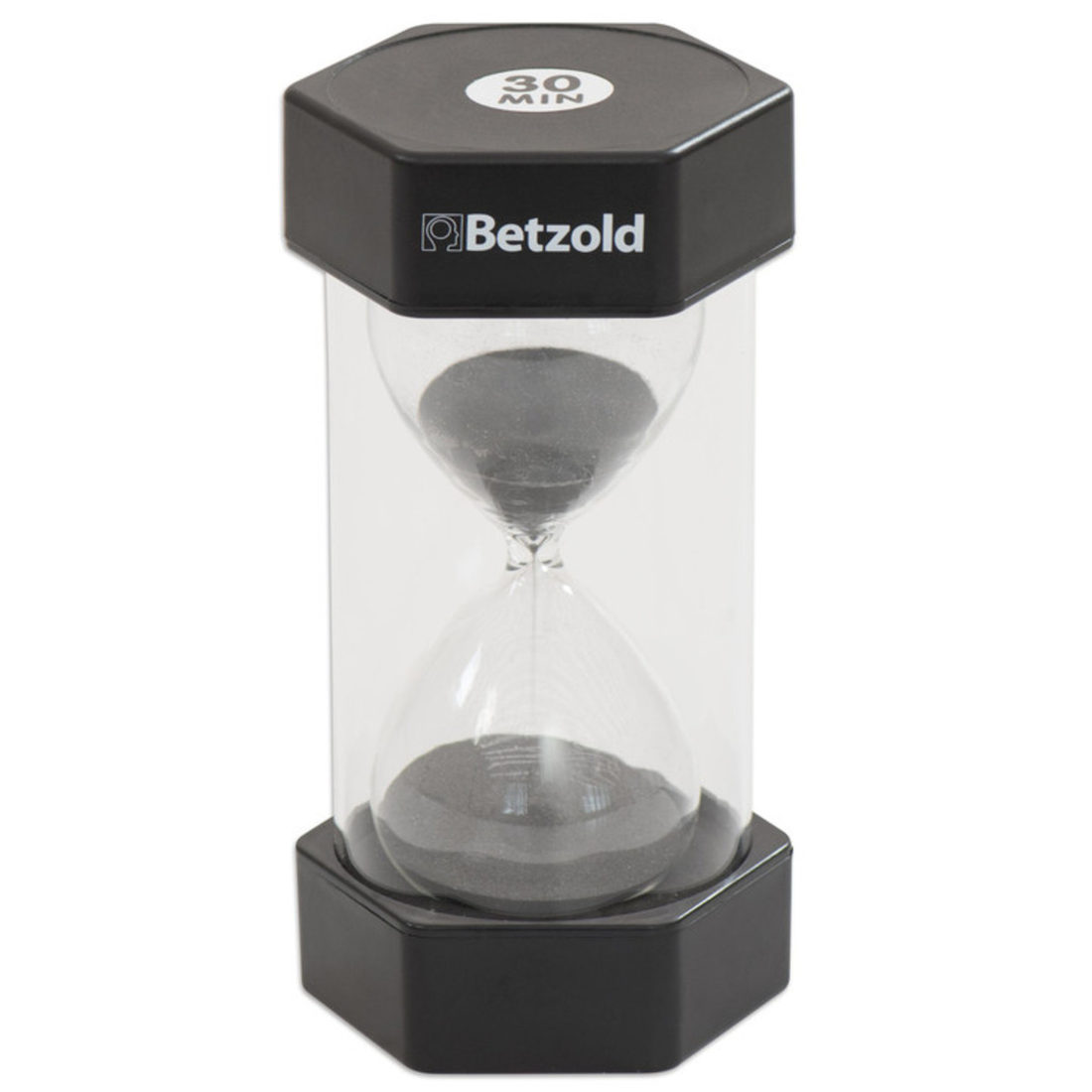 Reuze zandloper 30 minuten zwart 30 cm