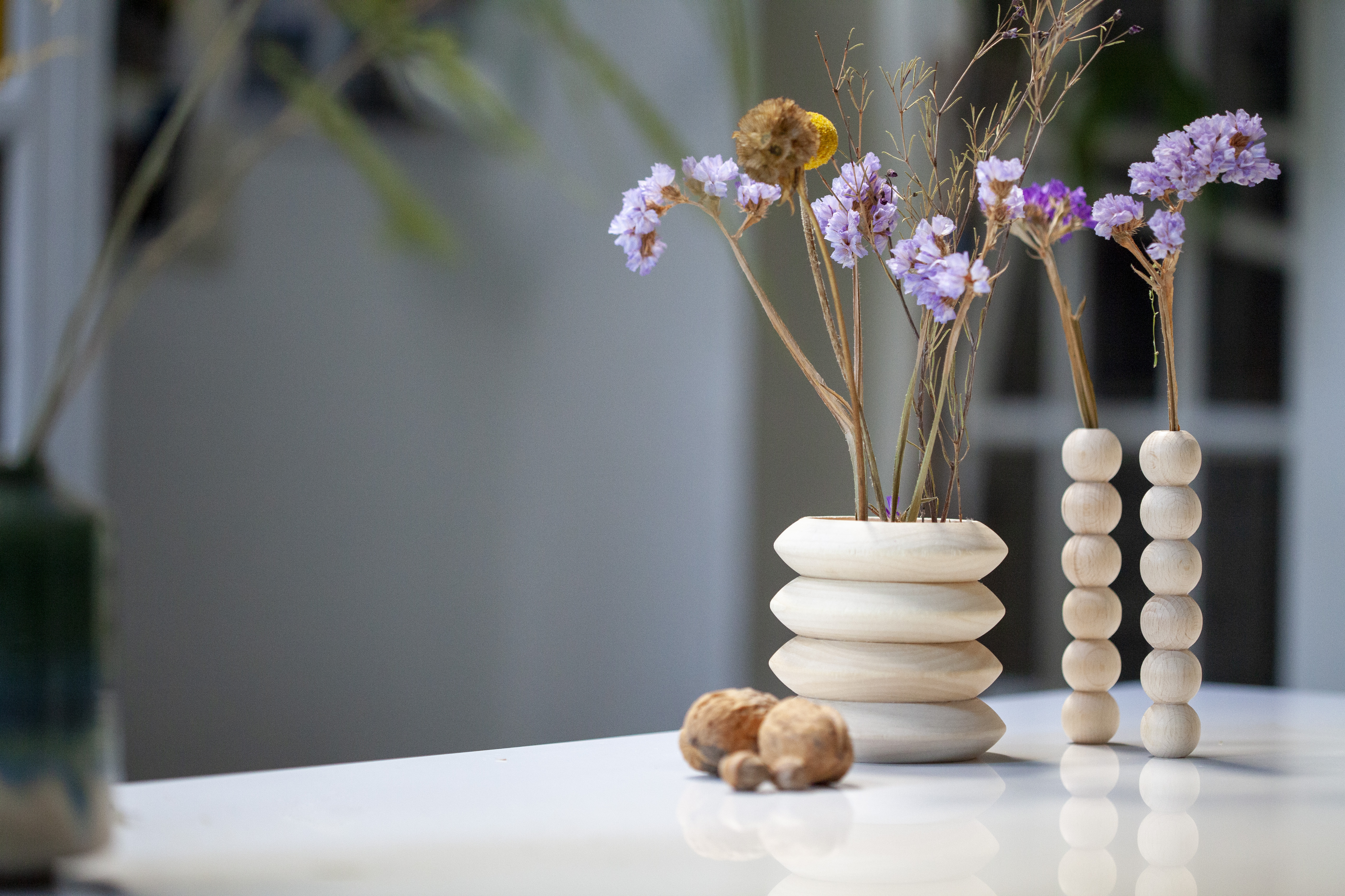 Knutselidee: houten vaasjes