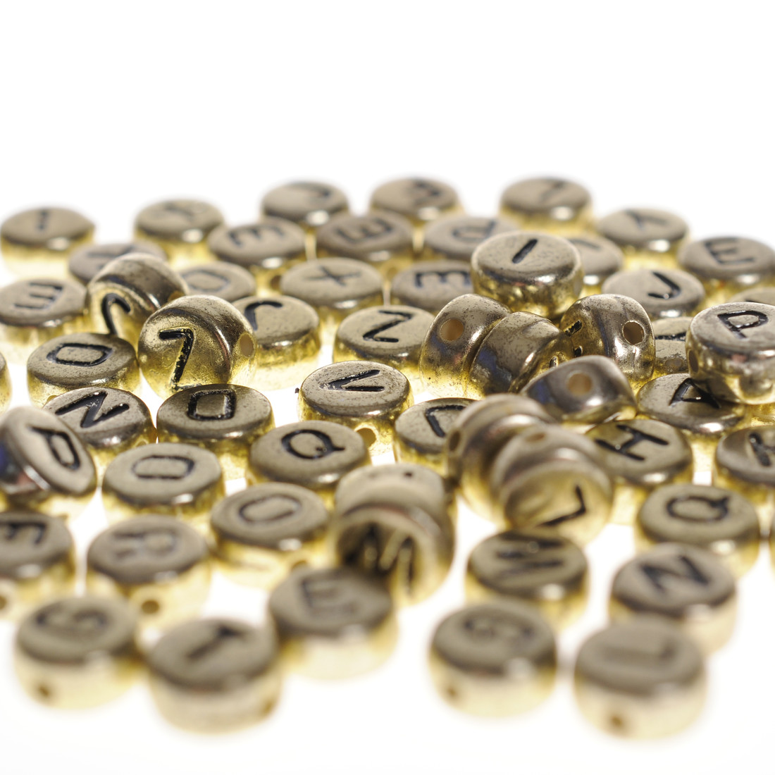 Letterkralen 7 mm ca. 170 stuks goud Letterkralen 7 mm ca. 170 stuks goud