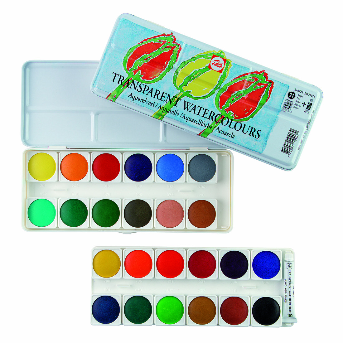 Waterverfset transparant 24 noppen + wit