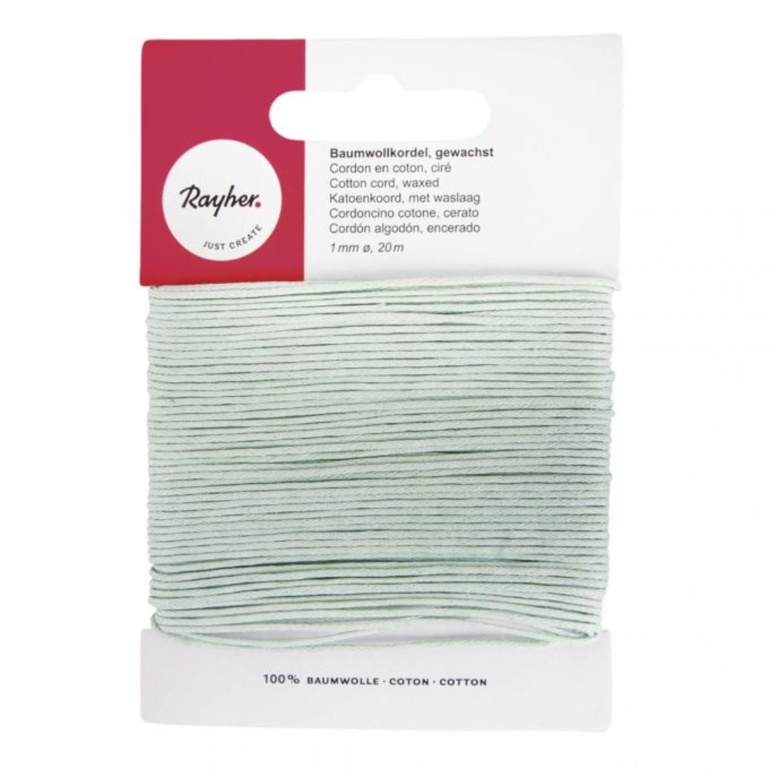 Katoen waxkoord 1 mm 20 m