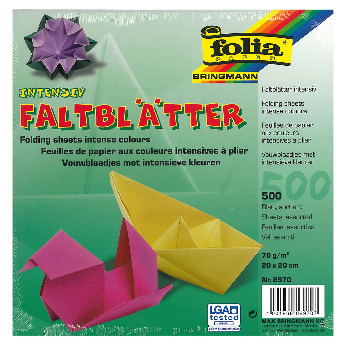 Origamiblaadjes 20 x 20 cm 500 stuks assortiment
