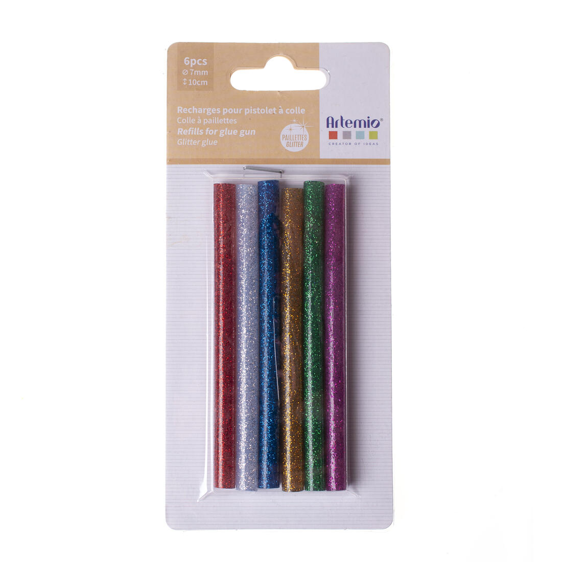 Lijmpatronen 7 mm 6 stuks glitter