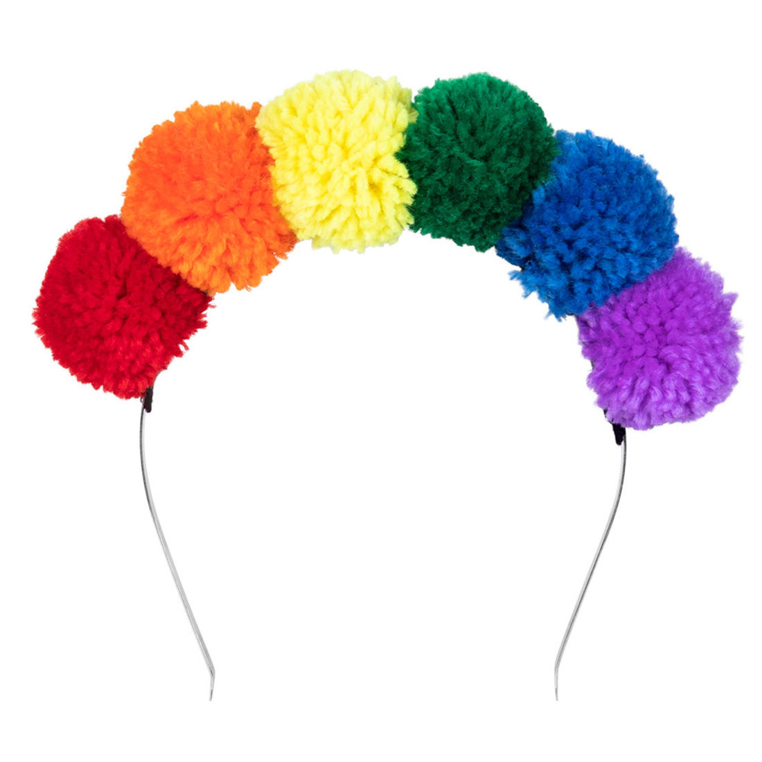 Tiara pompon regenboog