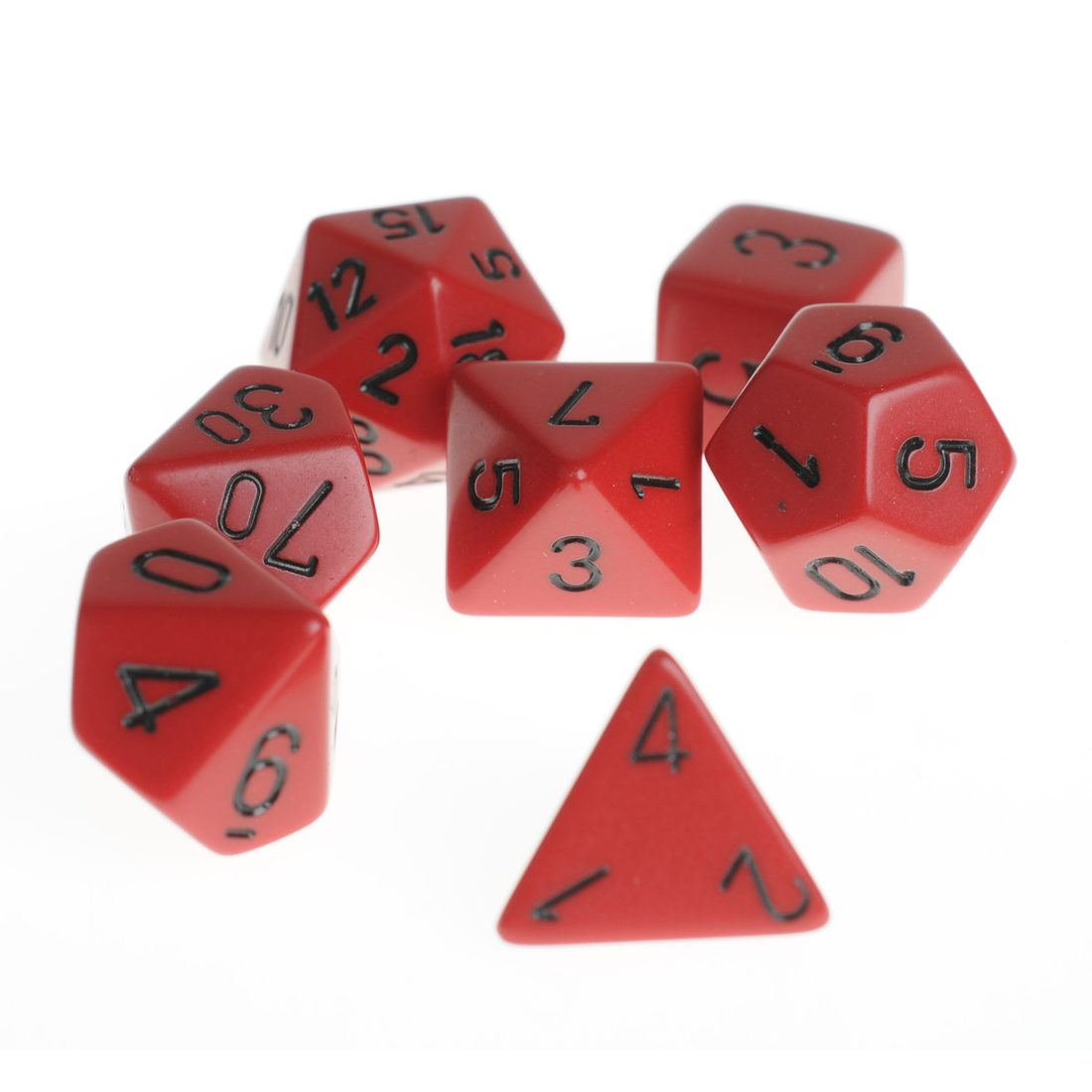 Dobbelsteenset veelhoek rood 7 stuks