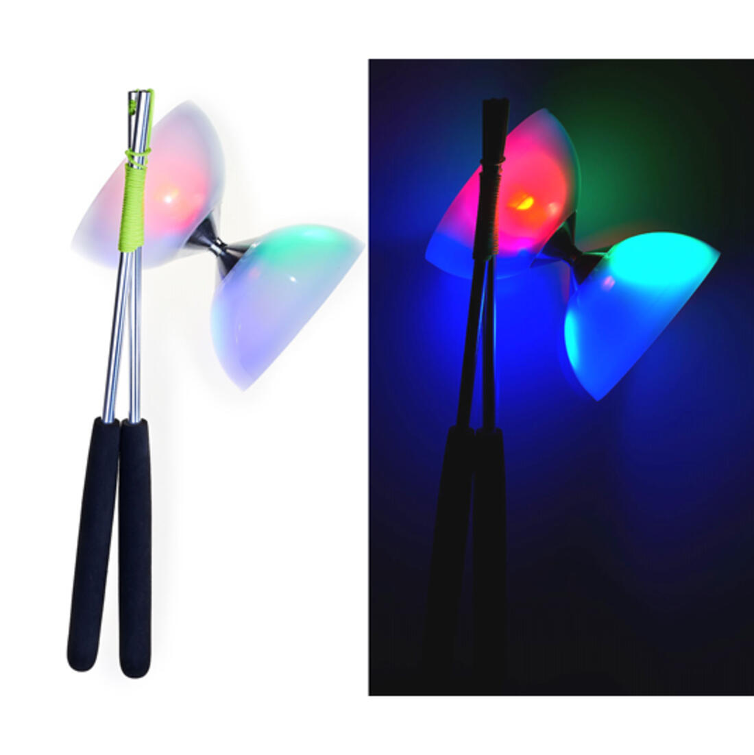 Diaboloset Acrobat Led Light 10,5 cm 230 g + alu stokken