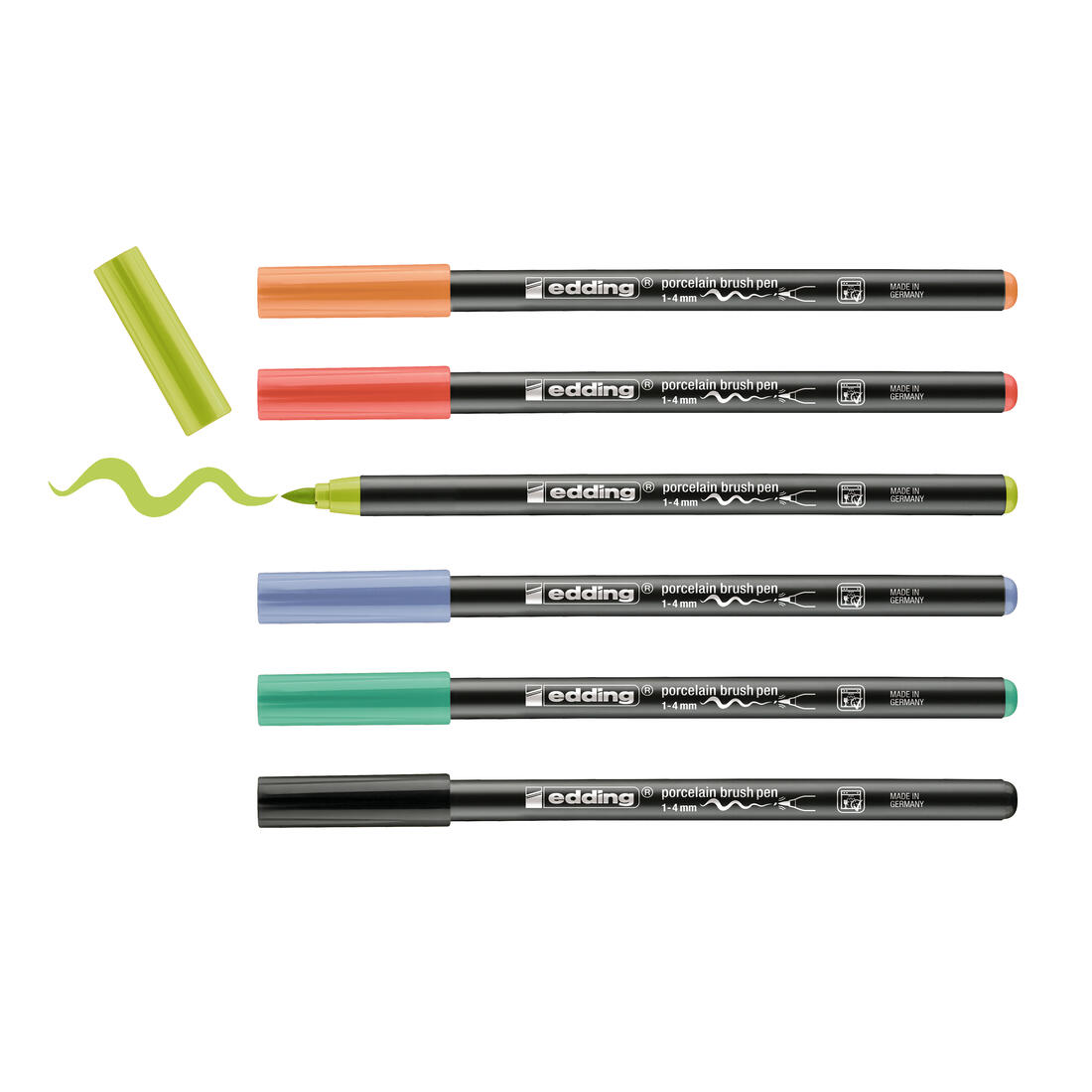 Edding porselein penseelstift 1-4 mm 6 stuks vivid