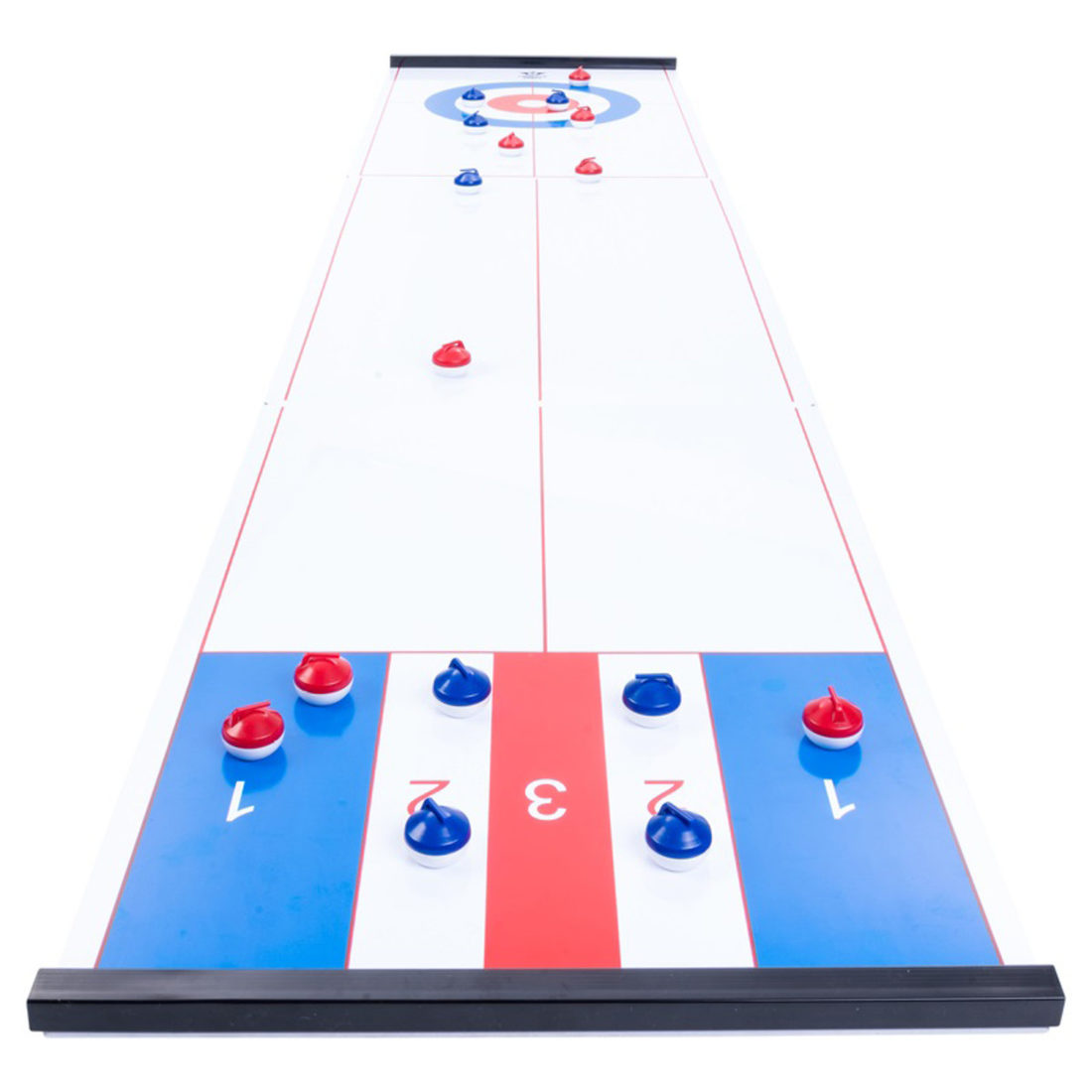 Curling- en sjoelspel met 16 pucks Curling- en sjoelspel met 16 pucks