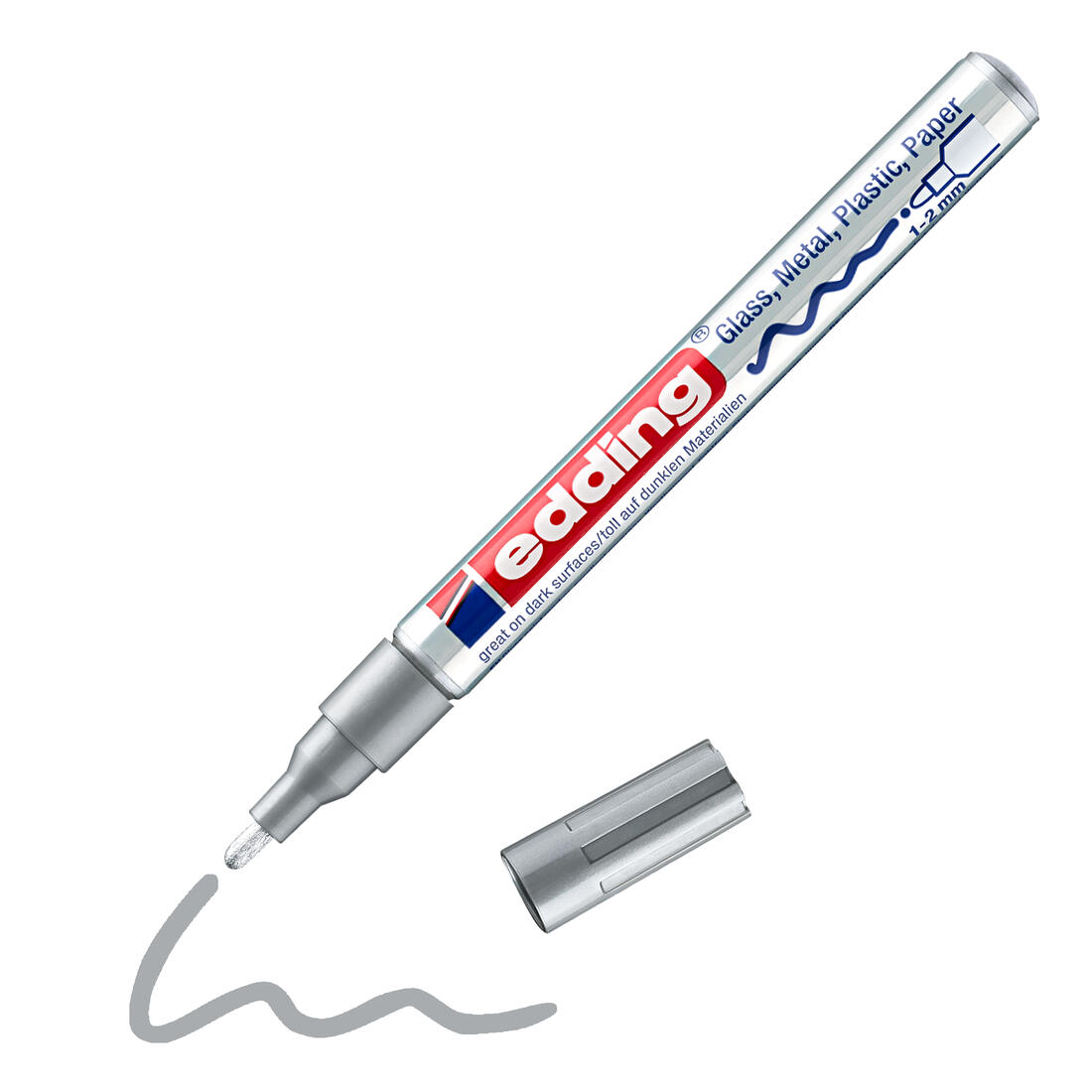 Edding Marker ronde punt 1-2 mm zilver Edding Marker ronde punt 1-2 mm zilver