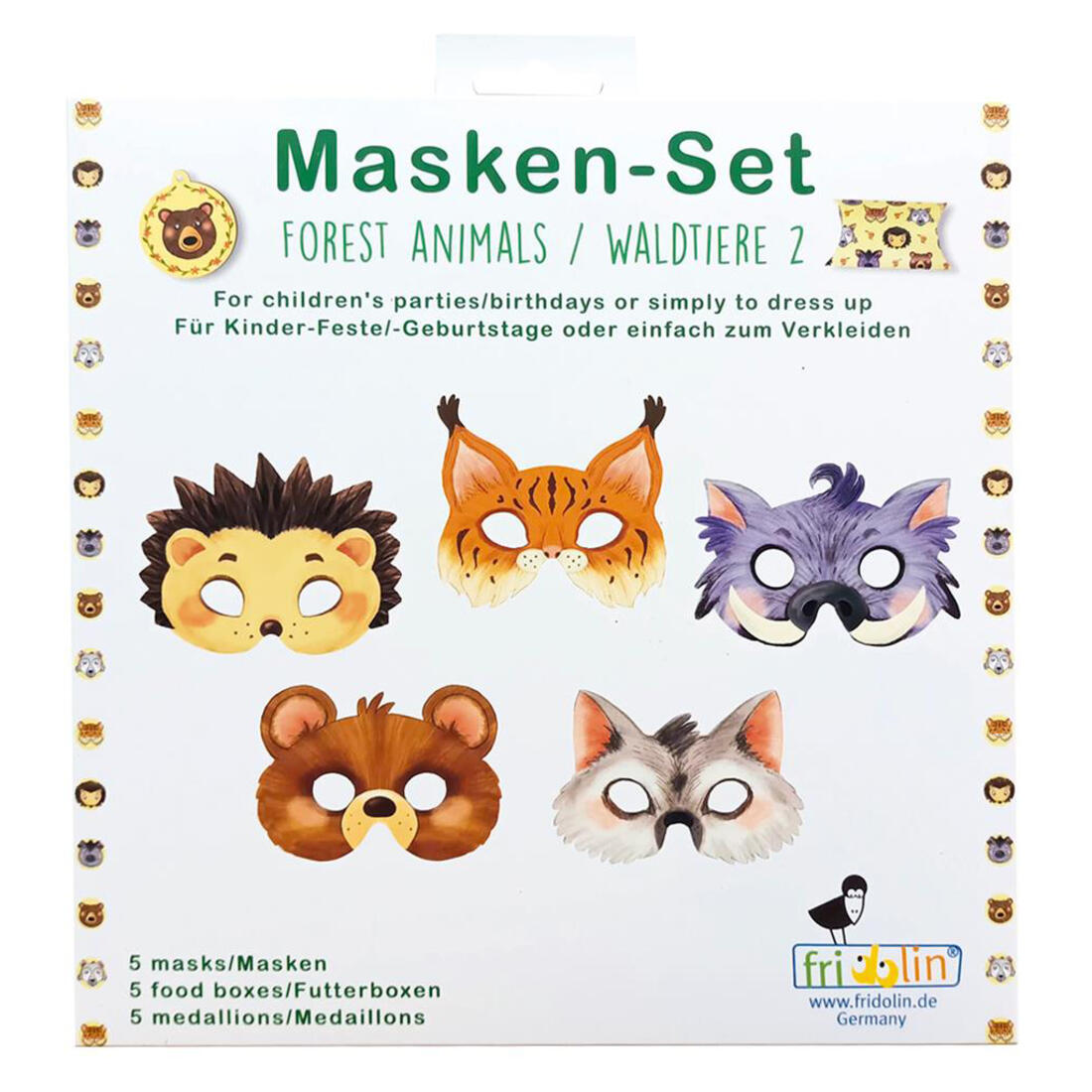 Maskerset bosdieren 2  5 stuks