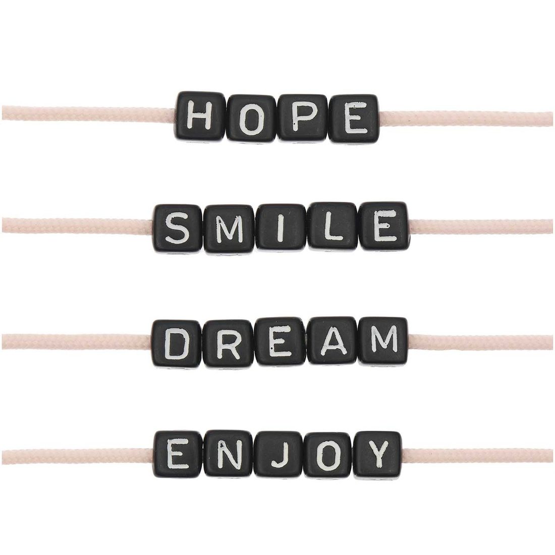 Ponii Beads Letterkralen HOPE/SMILE/DREAM 10 mm 20 st zwart