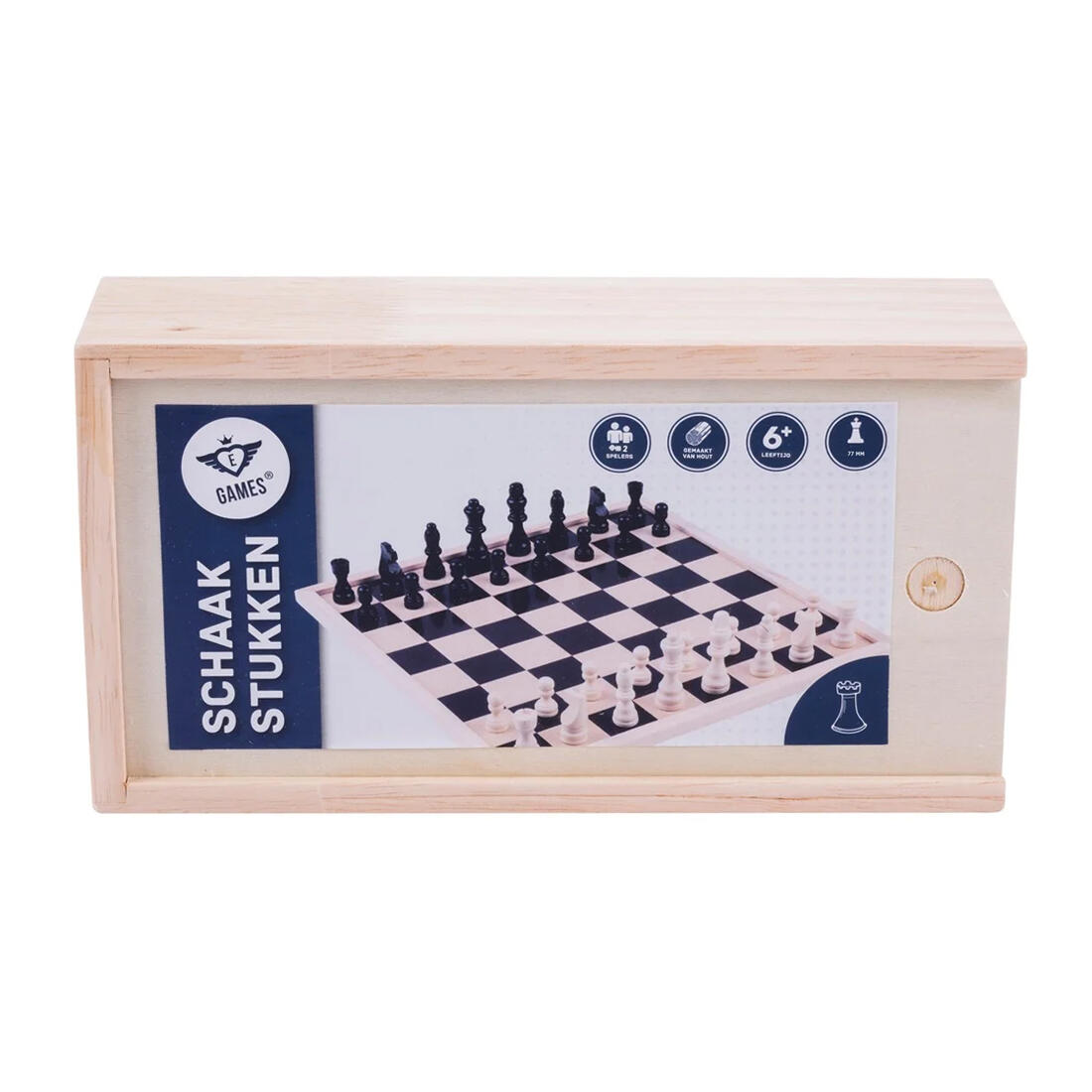 Schaakstukken 77 mm zwart-naturel Schaakstukken 77 mm zwart-naturel