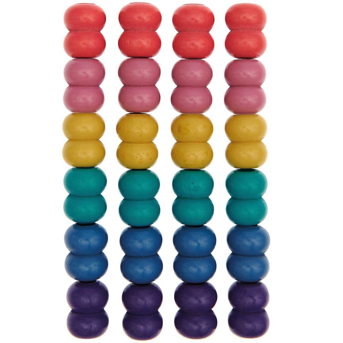 Macramé kralen hout dubbel 22 mm 24 stuks ass. regenboog