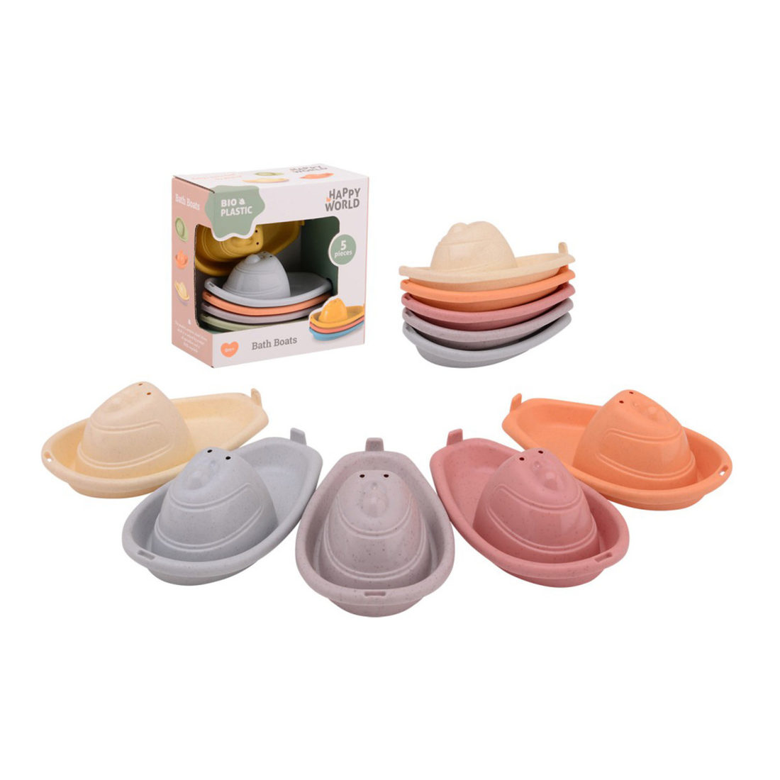 Happy World Badspeelset 5 bootjes in bio plastic
