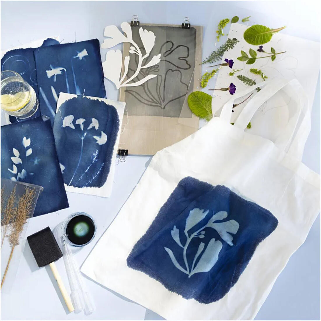 Hobbyset cyanotype textiel
