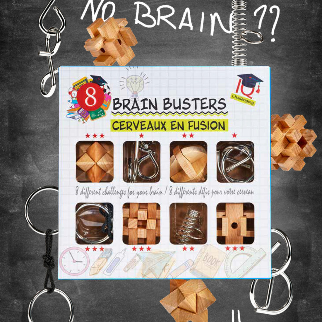 Brain Busters geschenkdoos met 8 verschillende uitdagingen Brain Busters geschenkdoos met 8 verschillende uitdagingen