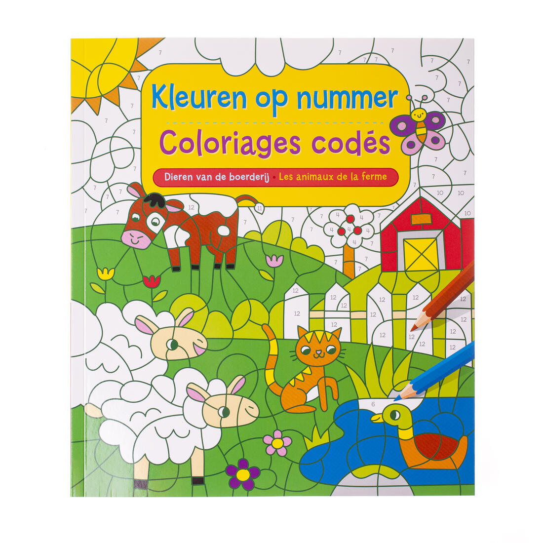 Dieren van de boerderij - kleuren op nummer