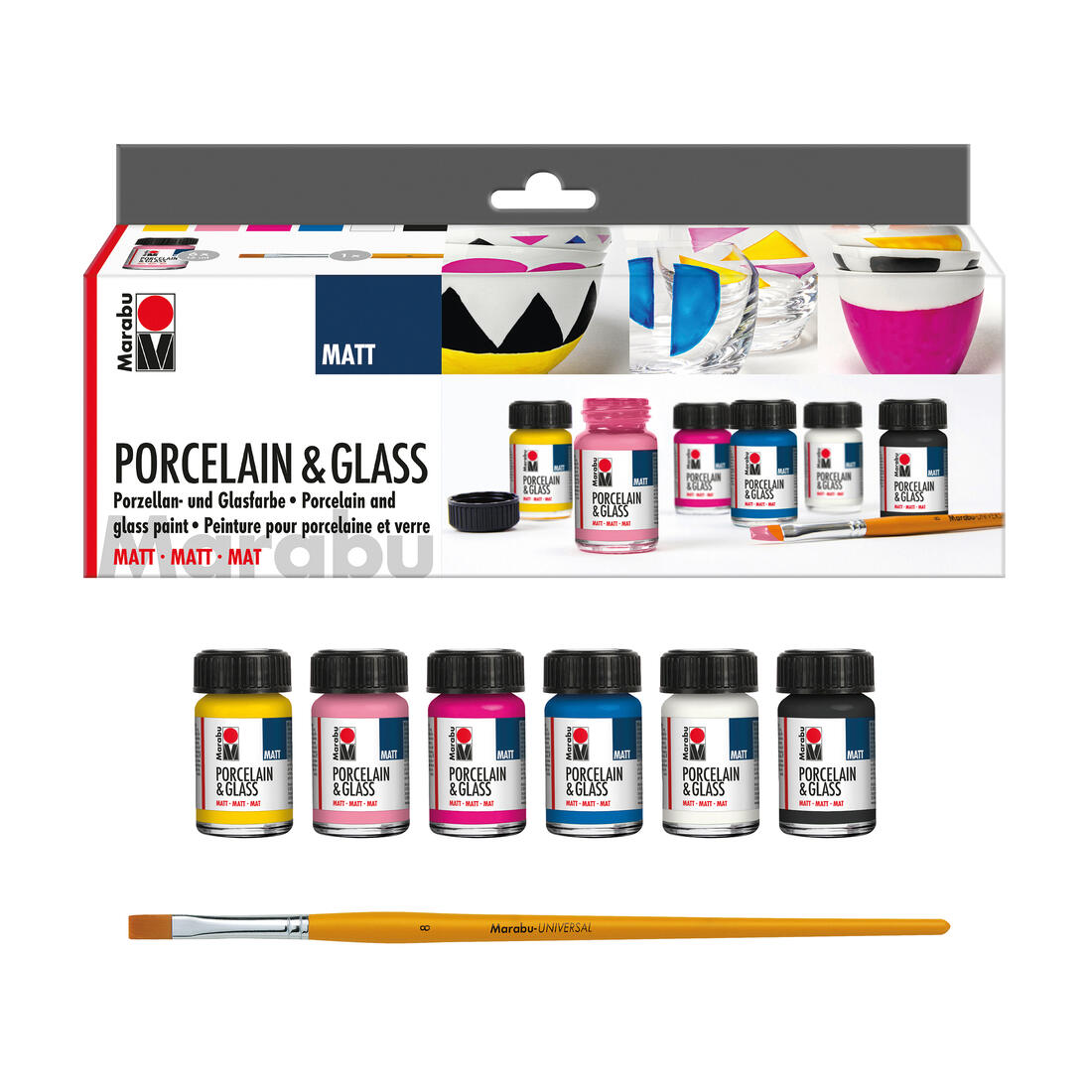 Marabu Porselein- en glasverf mat 6 x 15 ml