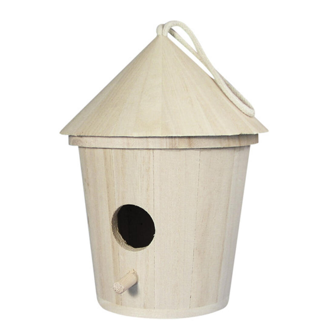 Houten vogelhuisje rond 16 cm