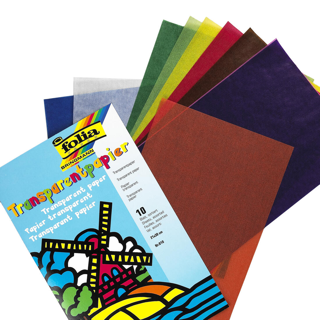 Transparant papier 18 x 30 cm 10 kleuren