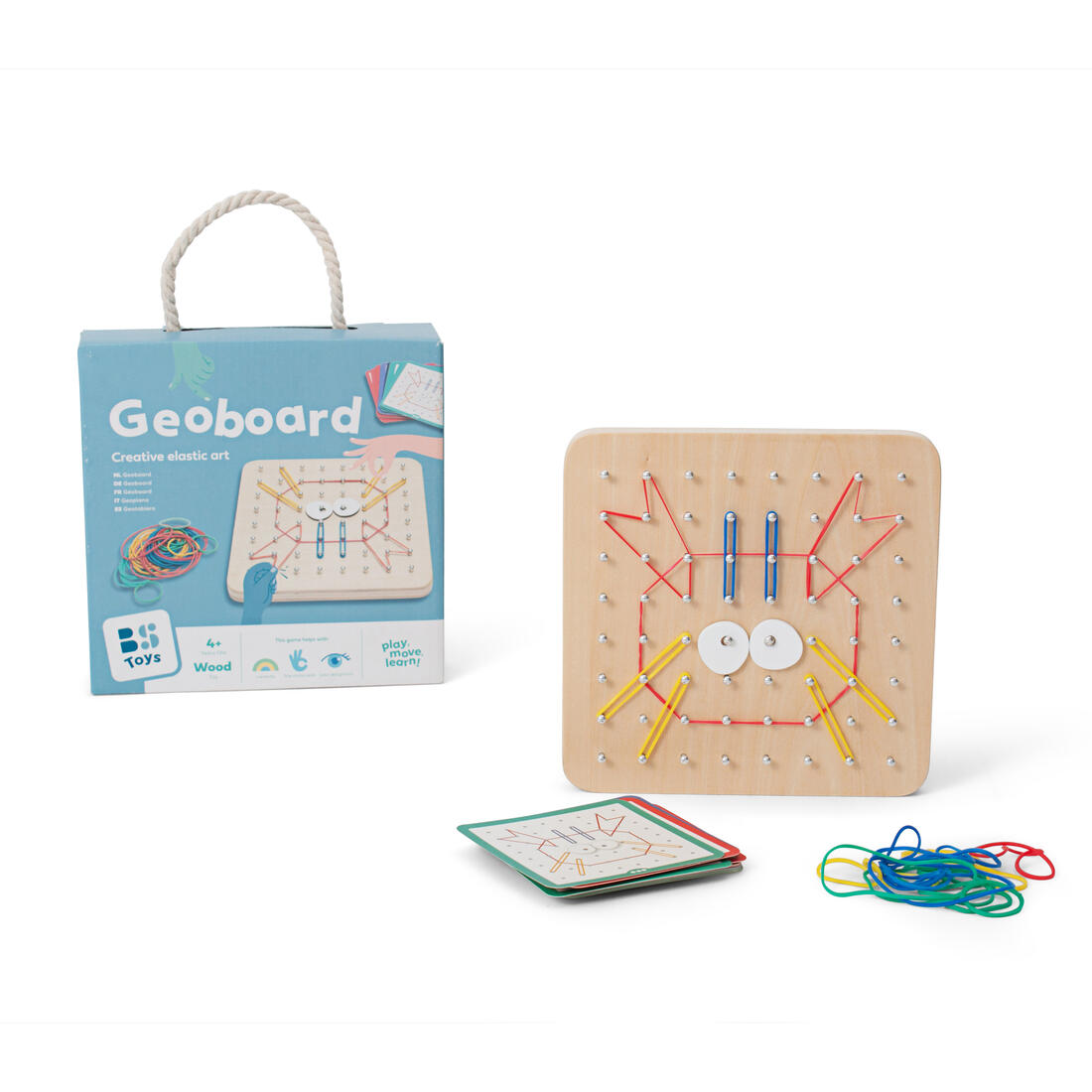 Geoboard met rekkertjes 4+