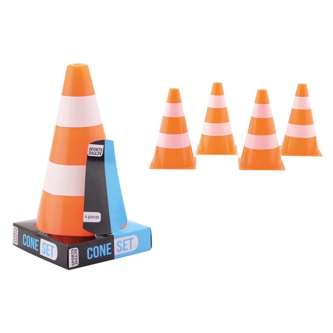 Spelkegels 26 cm gestreept 4 stuks