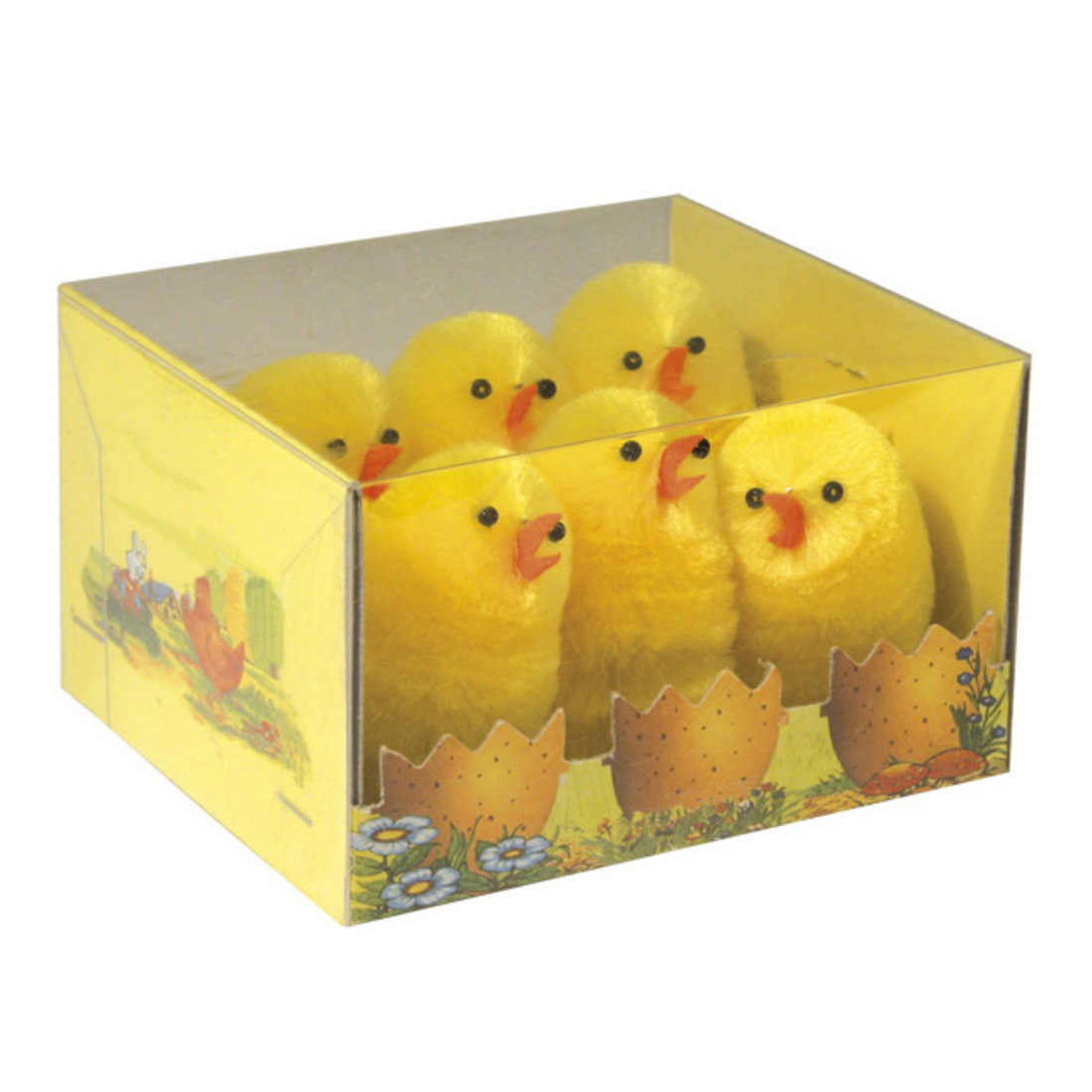 Pasen kuiken chenille 5 cm 6 stuks