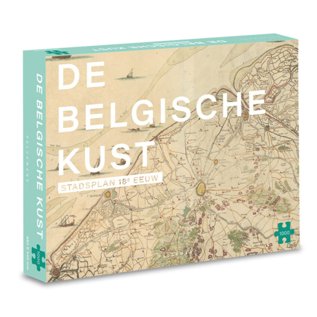 Puzzel stadsplan 18e eeuw De Belgische kust 1000 stukjes
