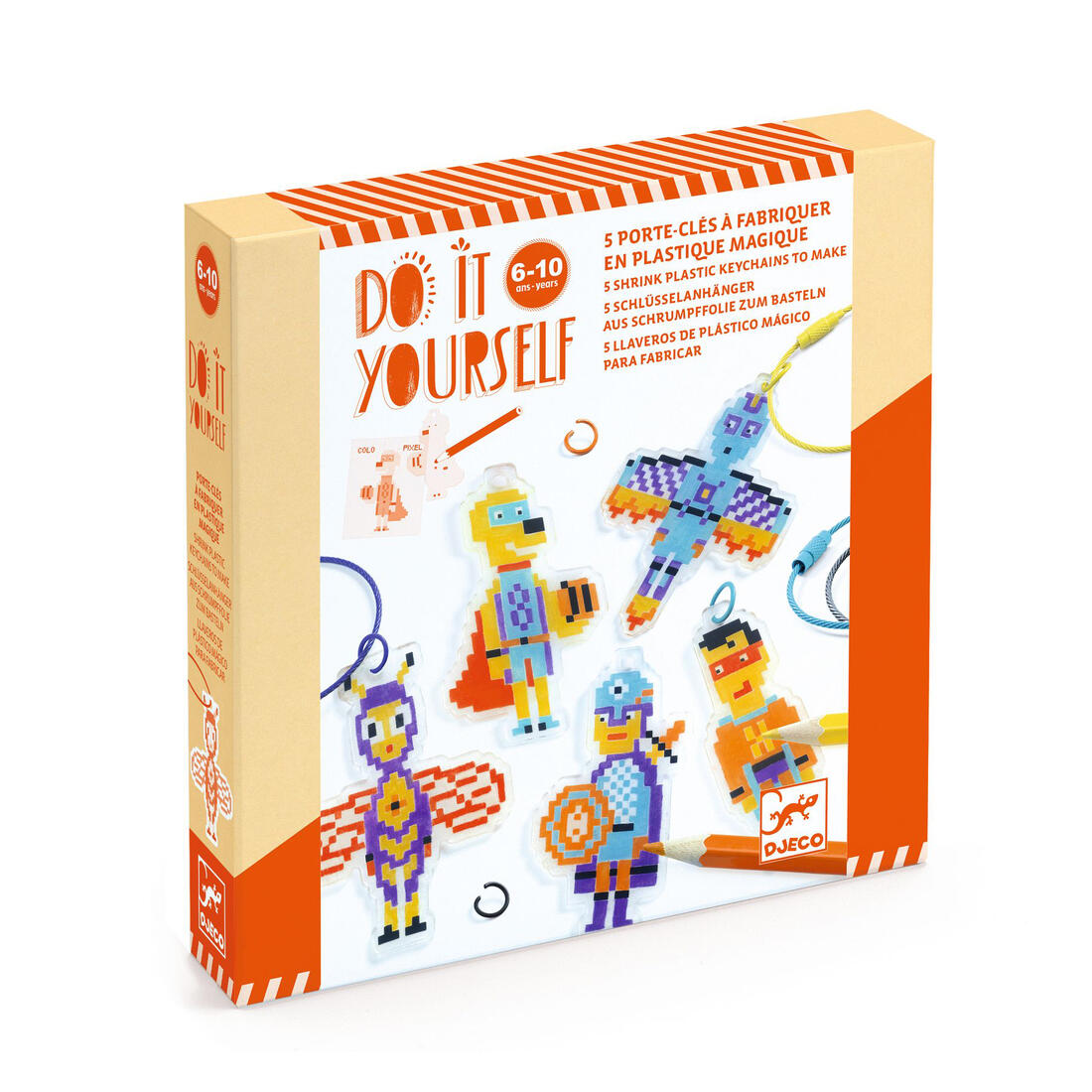 Djeco DIY krimpfolie pixelkunst helden 6-10 jaar