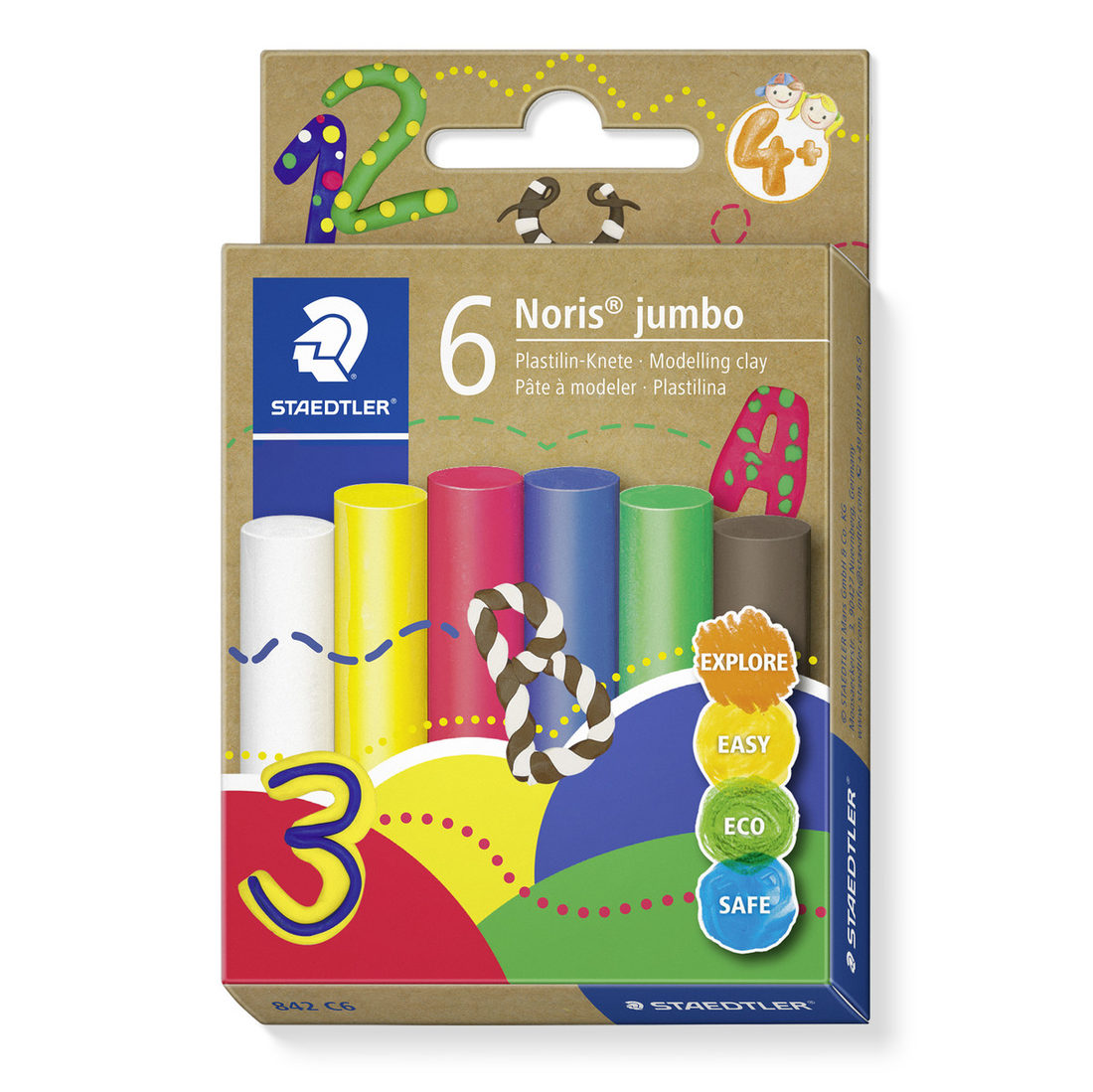 Noris Jumbo boetseerklei plasticine 6 stuks Noris Jumbo boetseerklei plasticine 6 stuks