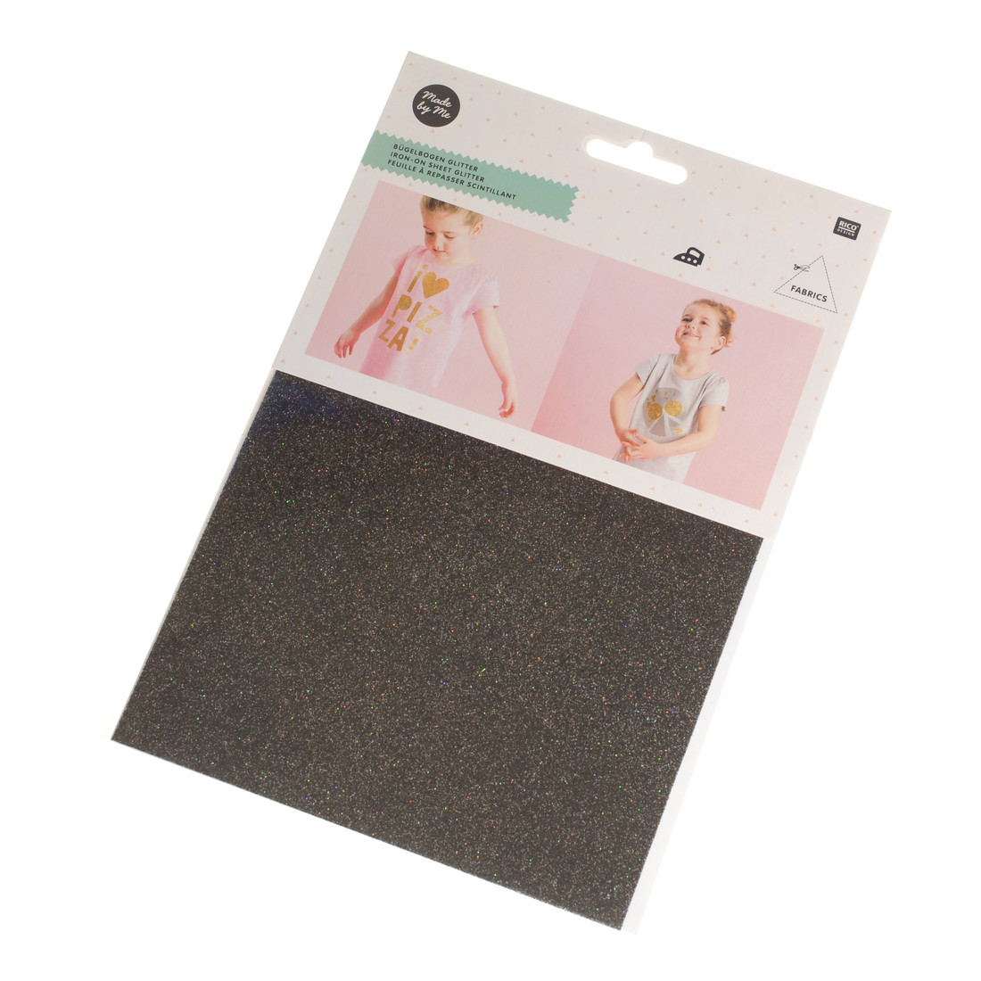 Strijkfolie glitter 15 x 18,5 cm zwart
