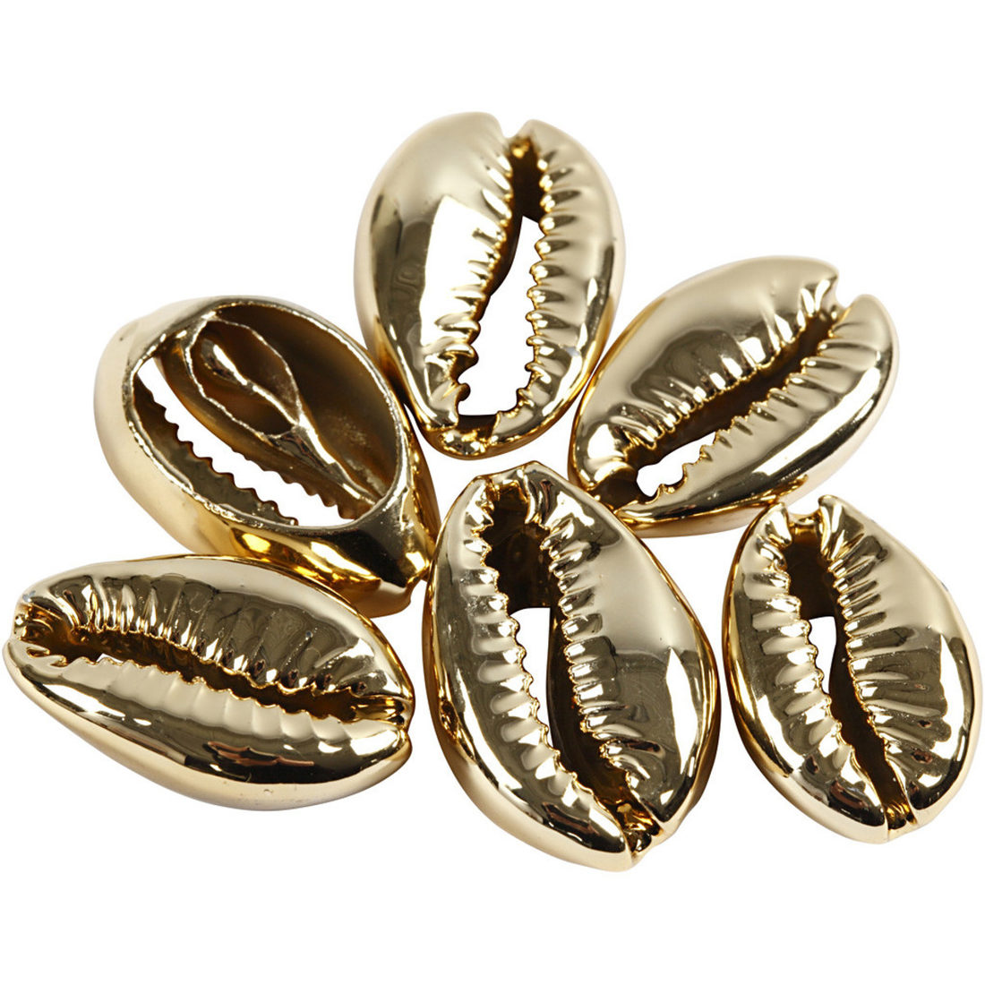 Schelpen met gat 20 mm 6 stuks goud Schelpen met gat 20 mm 6 stuks goud