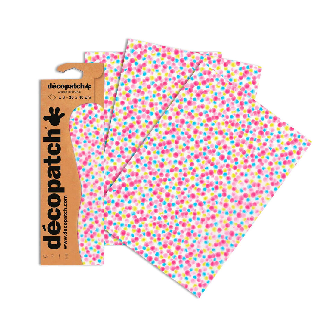 Decopatch papier 30 x 40 cm 3 vel confetti Decopatch papier 30 x 40 cm 3 vel confetti