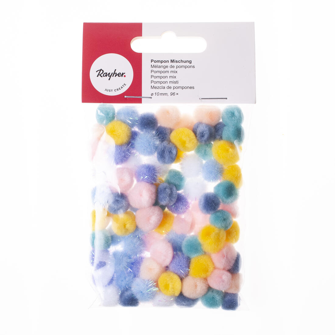 Pompon 10 mm 96 stuks pastel mix Pompon 10 mm 96 stuks pastel mix