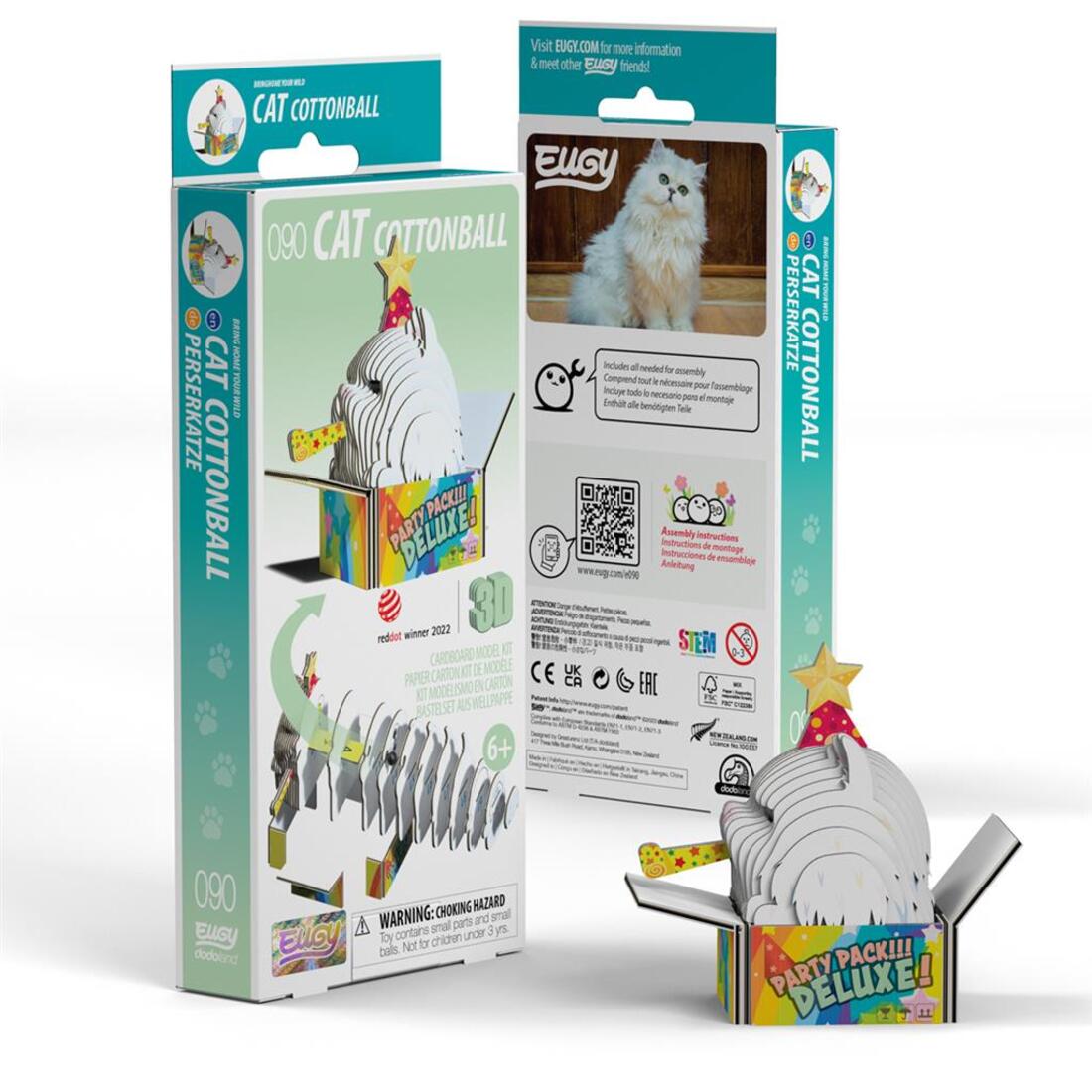 Eugy 3D karton katten - Cottonball Eugy 3D karton katten - Cottonball