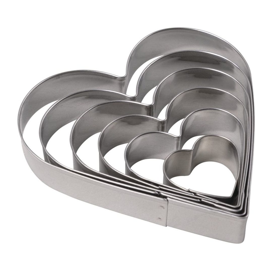 Uitsteekvorm set 3-10 cm 6 stuks hart