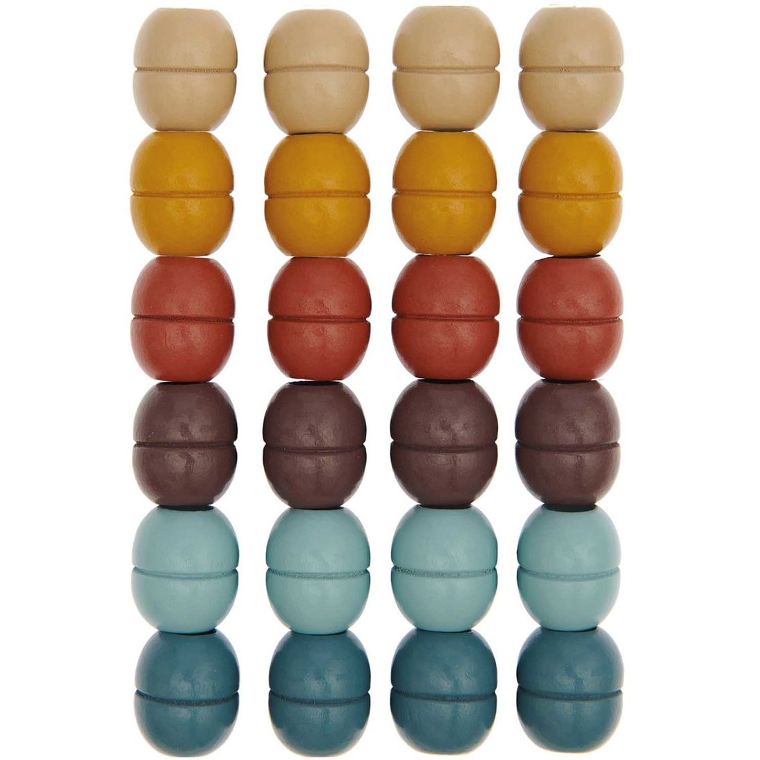 Macramé kralen hout groef 22 mm 24 stuks assortiment aarde