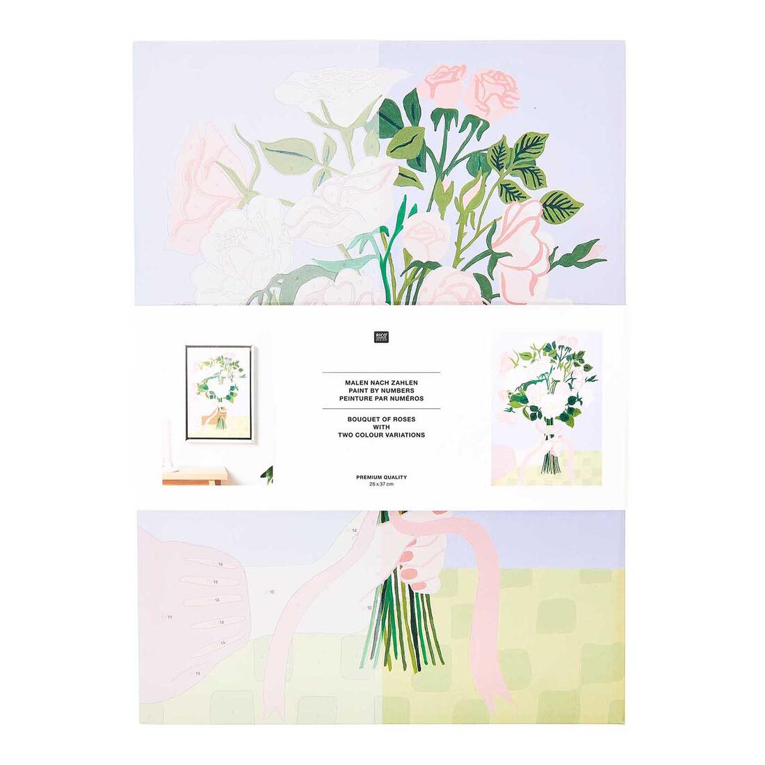 Schilderen op nummer hand met boeket