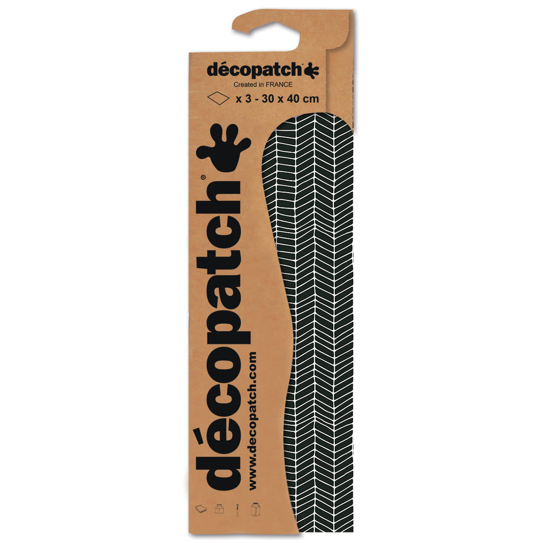 Decopatch papier 30 x 40 cm 3 vel zwart visgraat Decopatch papier 30 x 40 cm 3 vel zwart visgraat